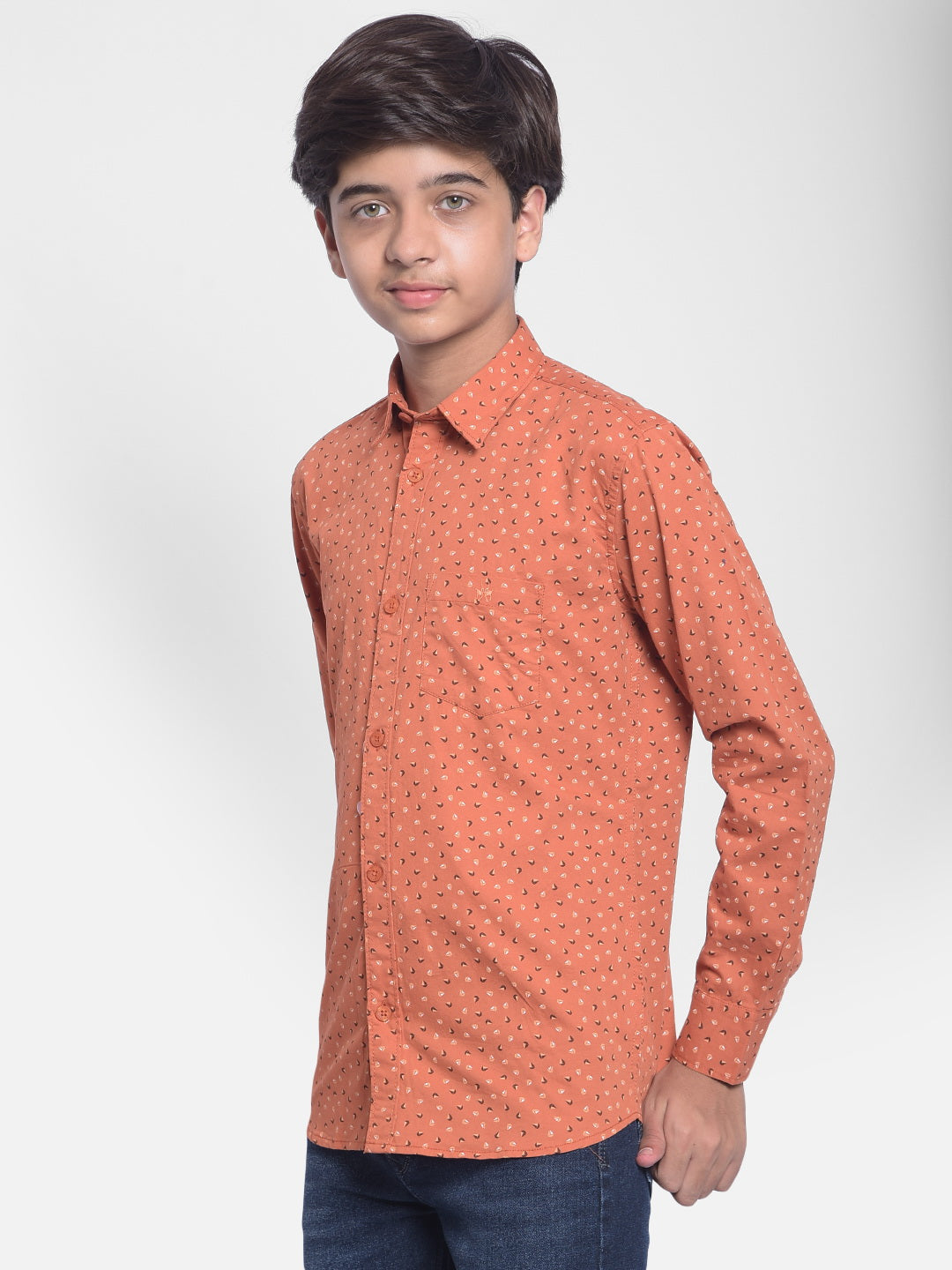 Orange Printed Shirt-Boys Shirts-Crimsoune Club