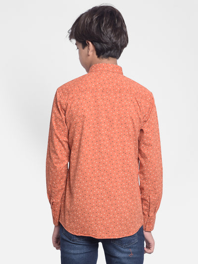 Orange Printed Shirt-Boys Shirts-Crimsoune Club