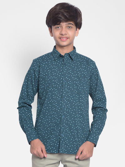 Green Printed Shirt-Boys Shirts-Crimsoune Club