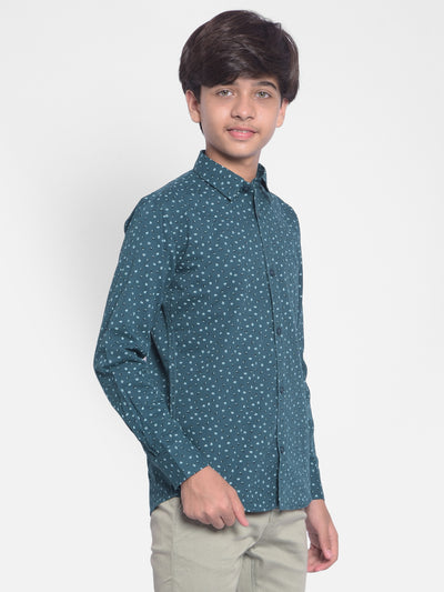 Green Printed Shirt-Boys Shirts-Crimsoune Club