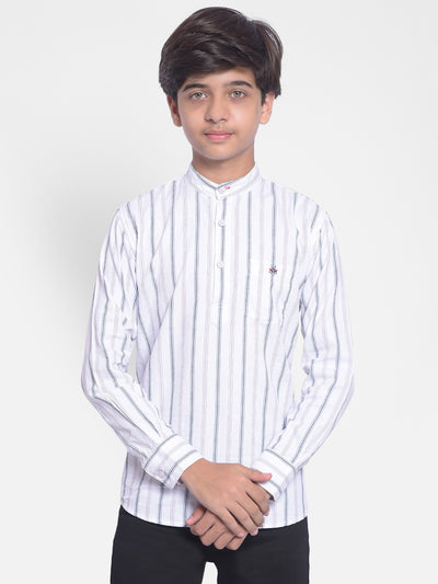 White Striped Kurta-Boys Kurta-Crimsoune Club