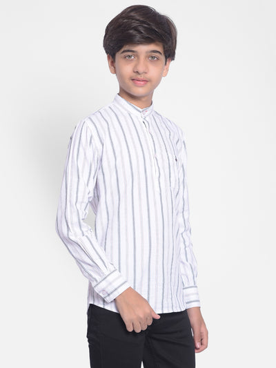 White Striped Kurta-Boys Kurta-Crimsoune Club