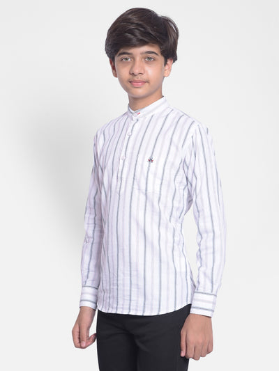 White Striped Kurta-Boys Kurta-Crimsoune Club