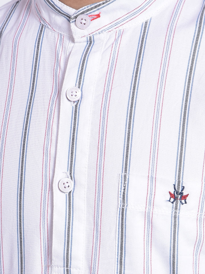 White Striped Kurta-Boys Kurta-Crimsoune Club