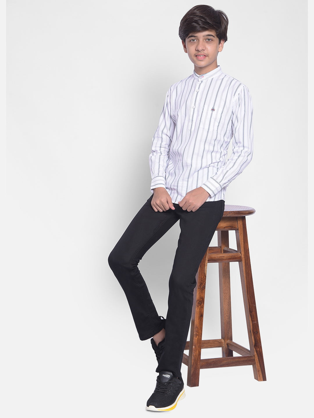 White Striped Kurta-Boys Kurta-Crimsoune Club