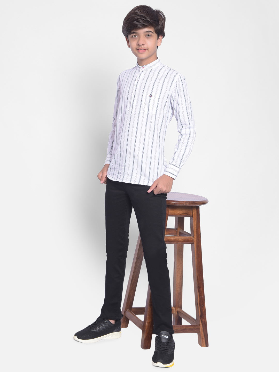 White Striped Kurta-Boys Kurta-Crimsoune Club