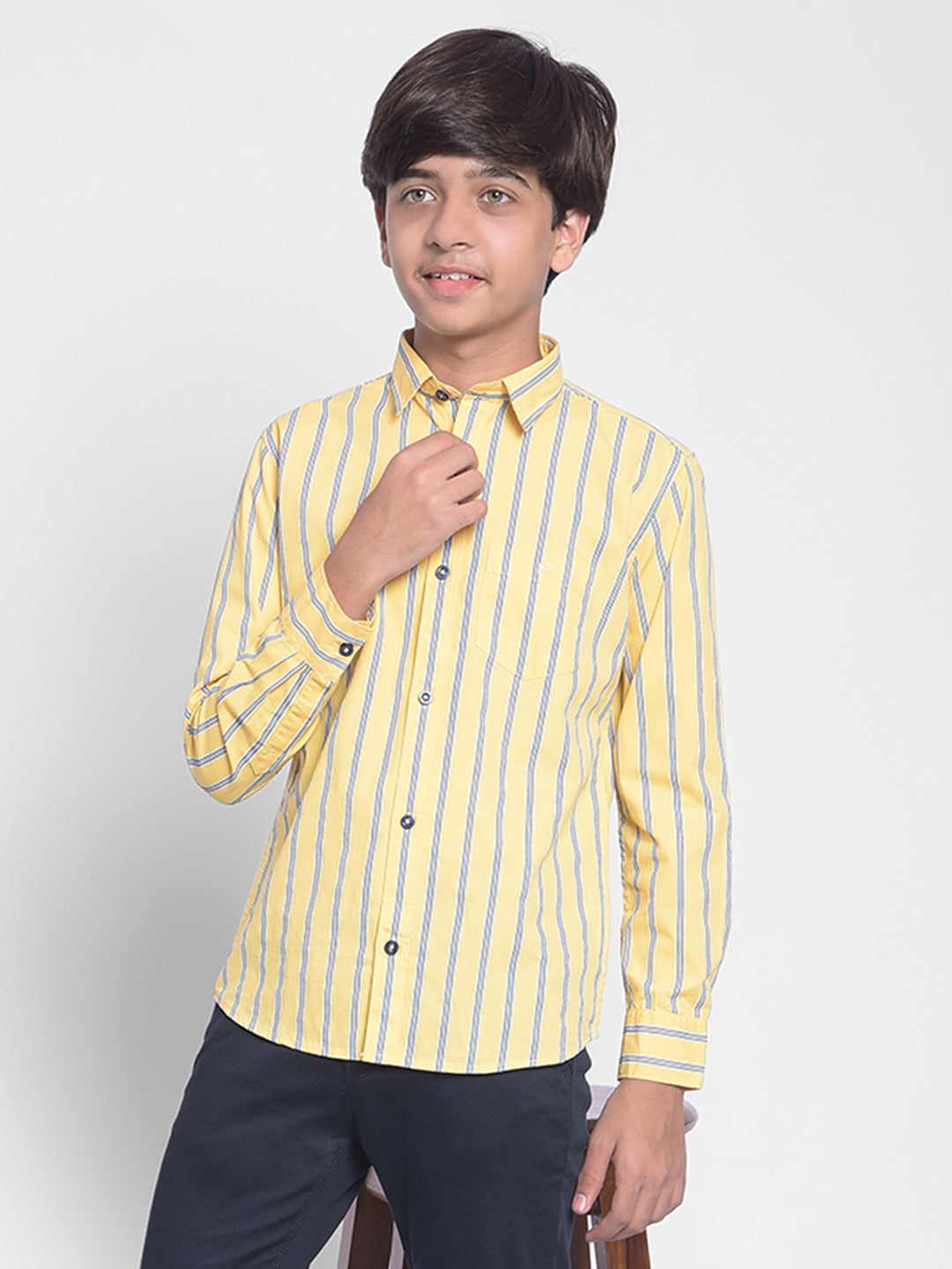 Yellow Striped Shirt-Boy Shirts-Crimsoune Club