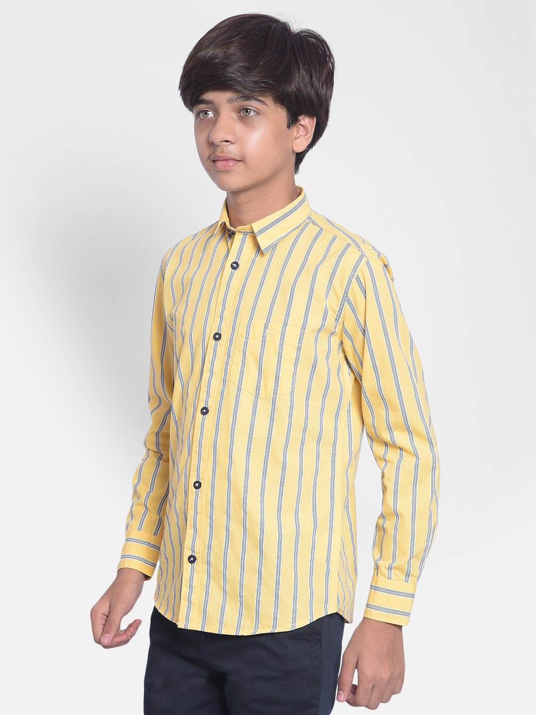 Yellow Striped Shirt-Boy Shirts-Crimsoune Club