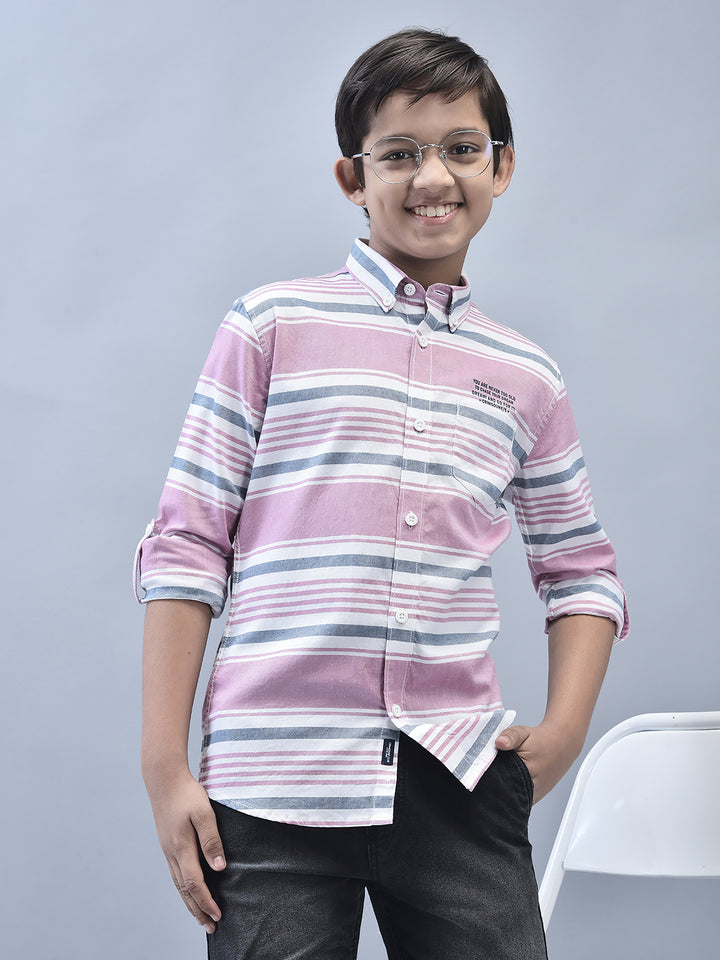Pink Striped Shirt-Boys Shirts-Crimsoune Club