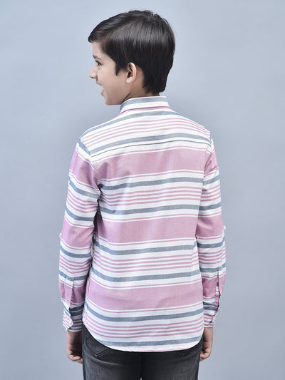Pink Striped Shirt-Boys Shirts-Crimsoune Club