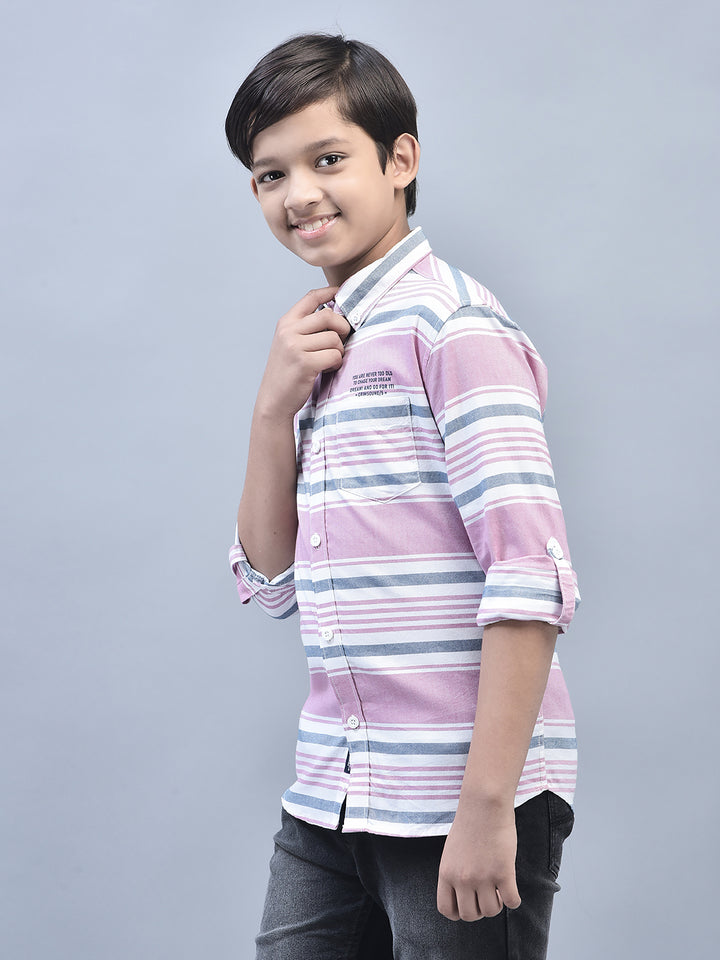 Pink Striped Shirt-Boys Shirts-Crimsoune Club