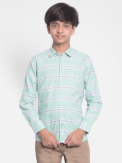 Green Striped Shirt-Boys Shirts-Crimsoune Club