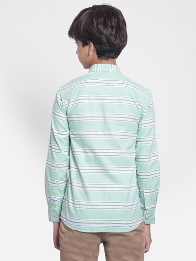 Green Striped Shirt-Boys Shirts-Crimsoune Club