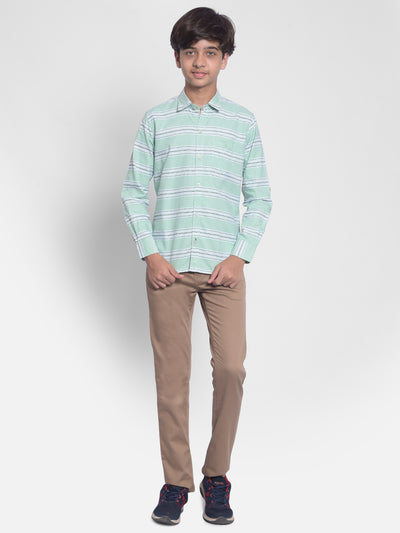 Green Striped Shirt-Boys Shirts-Crimsoune Club