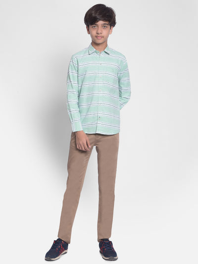 Green Striped Shirt-Boys Shirts-Crimsoune Club