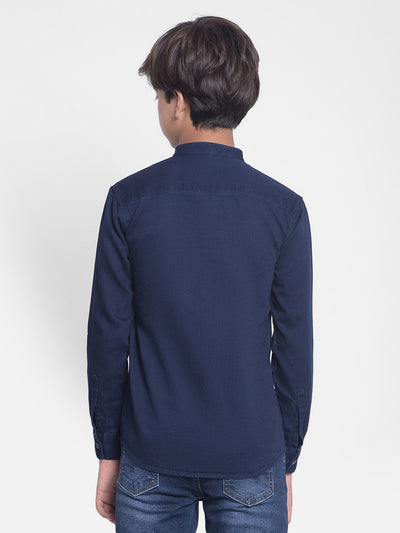 Navy Blue Denim Kurta-Boys Kurta-Crimsoune Club