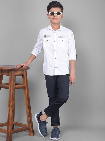 White Shirt-Boys Shirts-Crimsoune Club