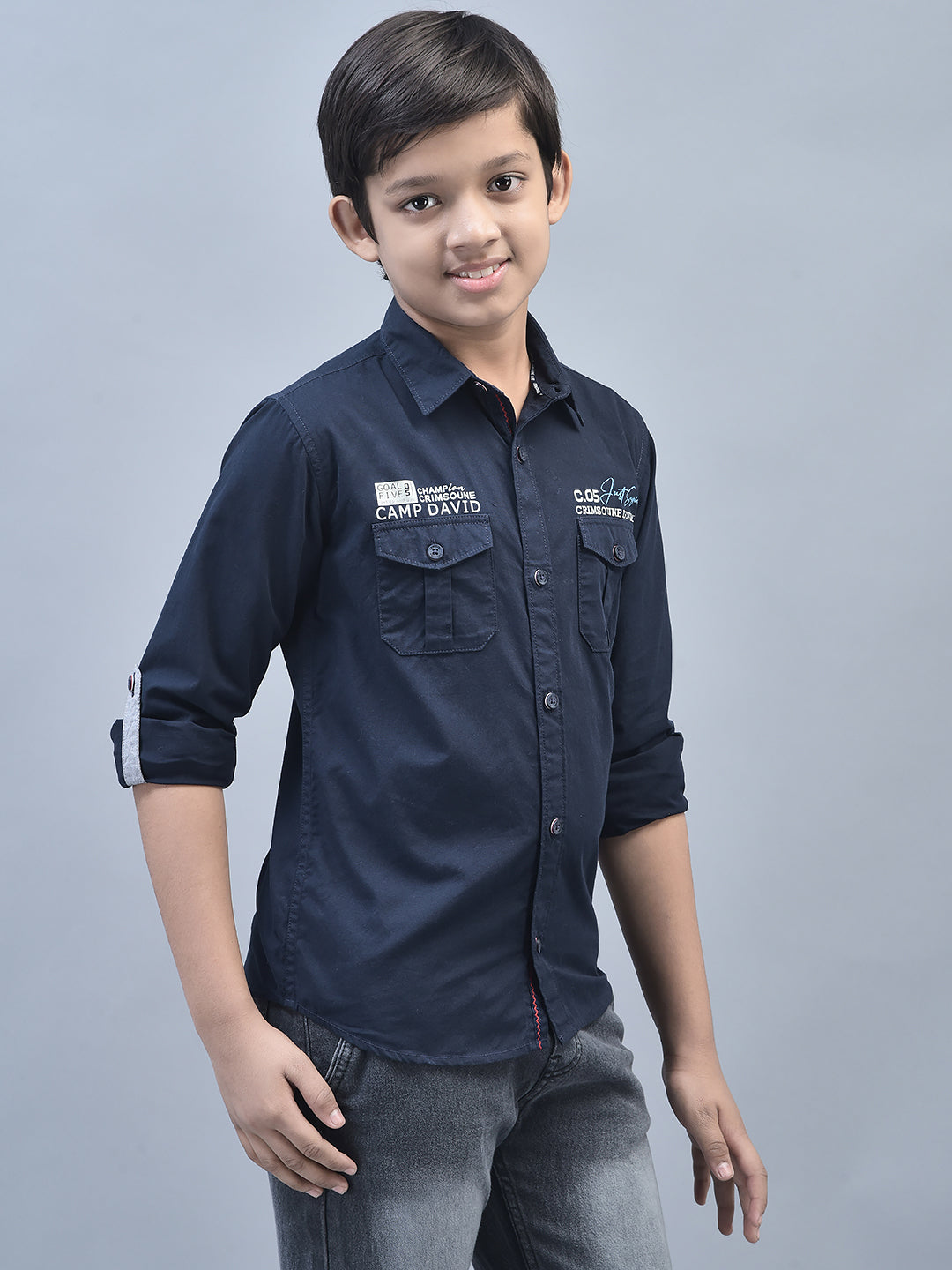 Navy Blue Shirt-Boys Shirts-Crimsoune Club