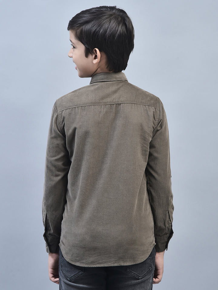 Olive Shirt-Boys Shirts-Crimsoune Club