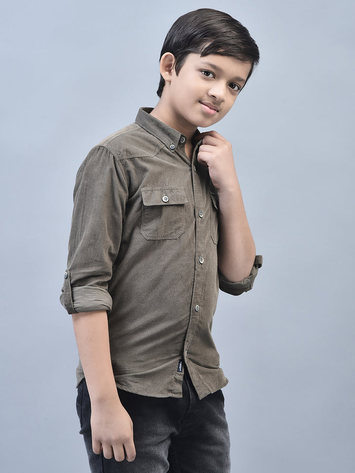 Olive Shirt-Boys Shirts-Crimsoune Club