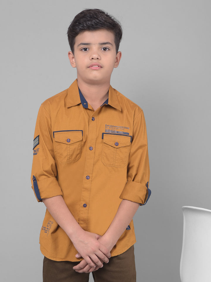 Mustard Shirt-Boys Shirts-Crimsoune Club