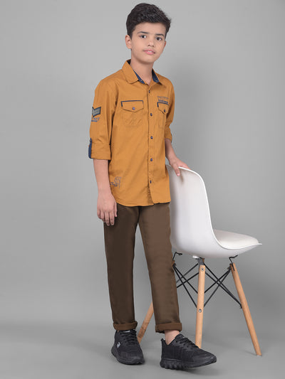 Mustard Shirt-Boys Shirts-Crimsoune Club