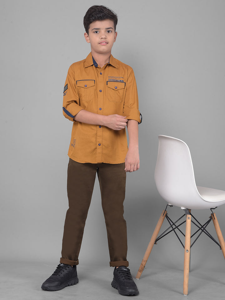 Mustard Shirt-Boys Shirts-Crimsoune Club