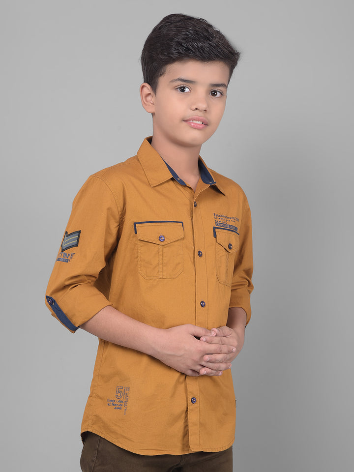 Mustard Shirt-Boys Shirts-Crimsoune Club