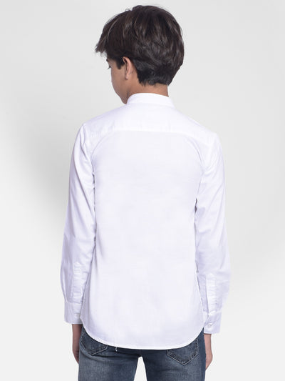 White Mandarin Collar Shirt-Boys Shirts-Crimsoune Club