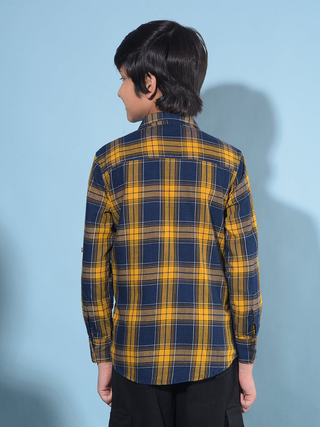 Mustard Tartan Check 100% Cotton Shirt-Boys Shirts-Crimsoune Club