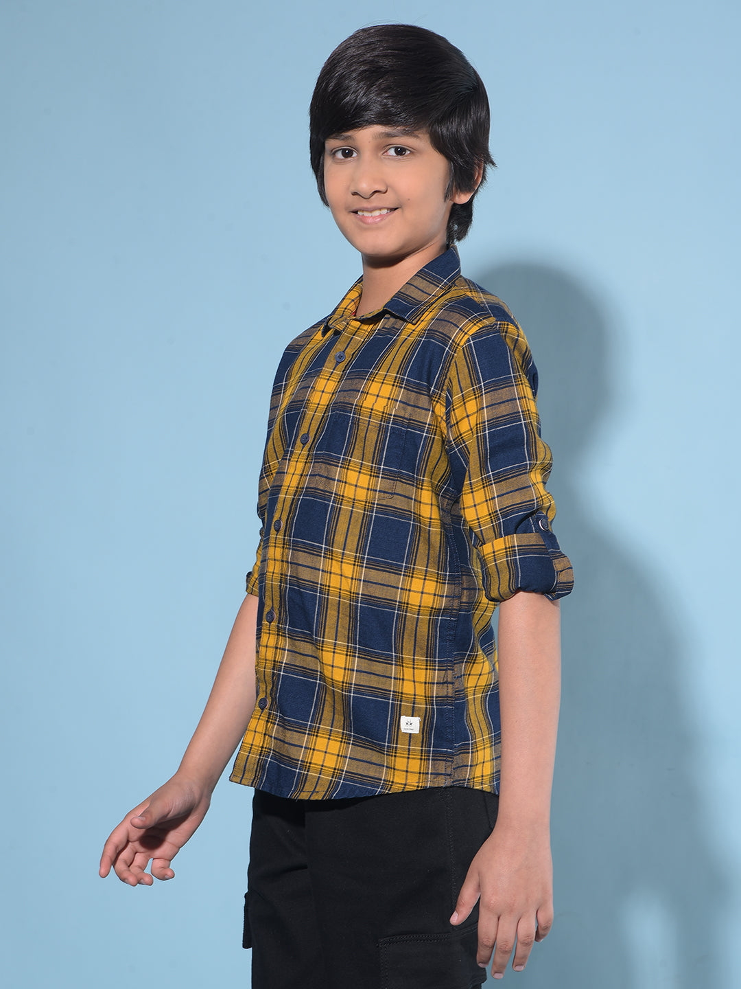 Mustard Tartan Check 100% Cotton Shirt-Boys Shirts-Crimsoune Club