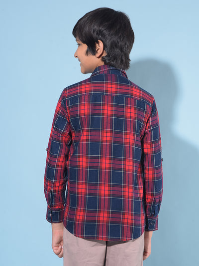 Red Tartan Check 100% Cotton Shirt-Boys Shirts-Crimsoune Club