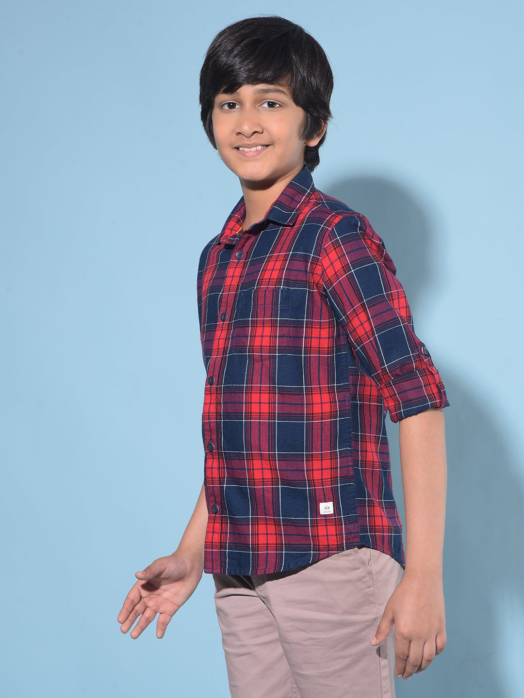 Red Tartan Check 100% Cotton Shirt-Boys Shirts-Crimsoune Club