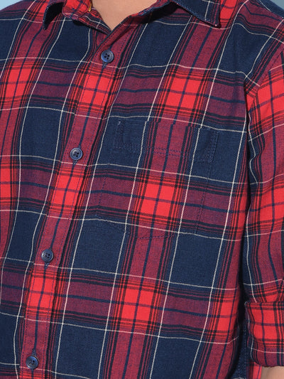 Red Tartan Check 100% Cotton Shirt-Boys Shirts-Crimsoune Club