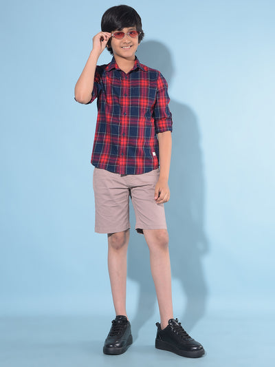 Red Tartan Check 100% Cotton Shirt-Boys Shirts-Crimsoune Club