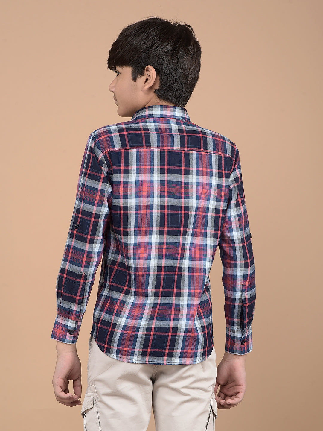 Red Checked Button Down Collar 100% Cotton Shirt-Boys Shirts-Crimsoune Club