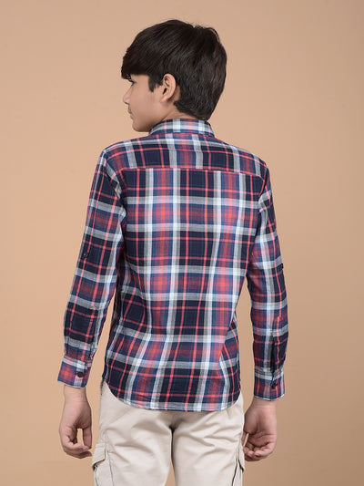 Red Checked Button Down Collar 100% Cotton Shirt-Boys Shirts-Crimsoune Club