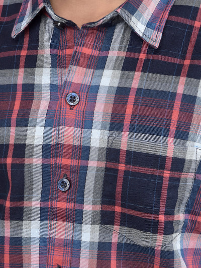 Red Checked Button Down Collar 100% Cotton Shirt-Boys Shirts-Crimsoune Club