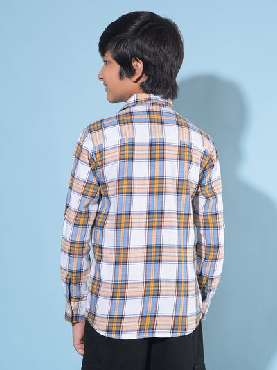 Peach Tartan Check 100% Cotton Shirt-Boys Shirts-Crimsoune Club