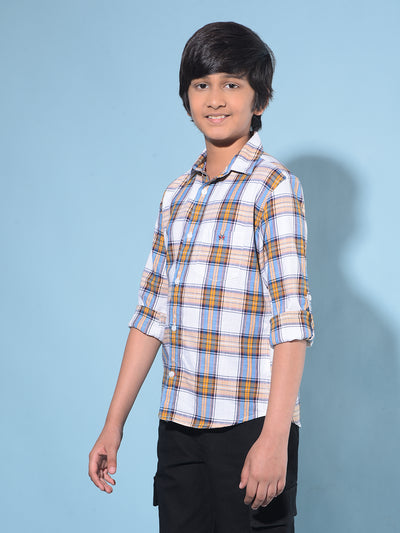 Peach Tartan Check 100% Cotton Shirt-Boys Shirts-Crimsoune Club