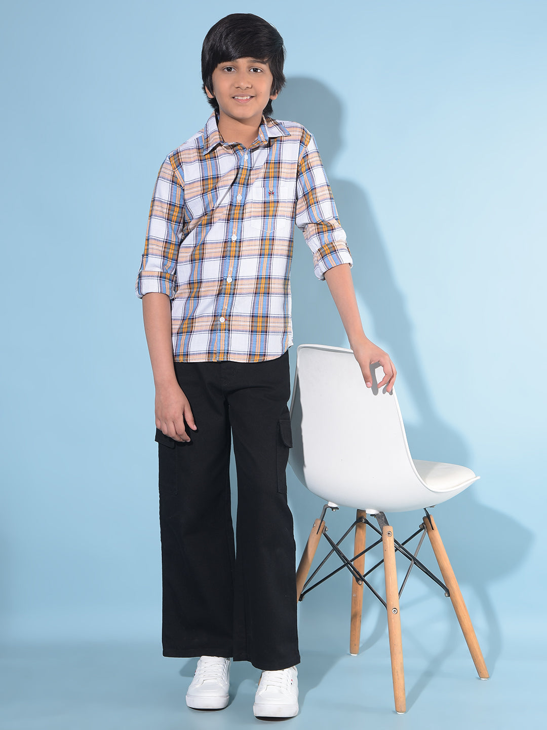 Peach Tartan Check 100% Cotton Shirt-Boys Shirts-Crimsoune Club