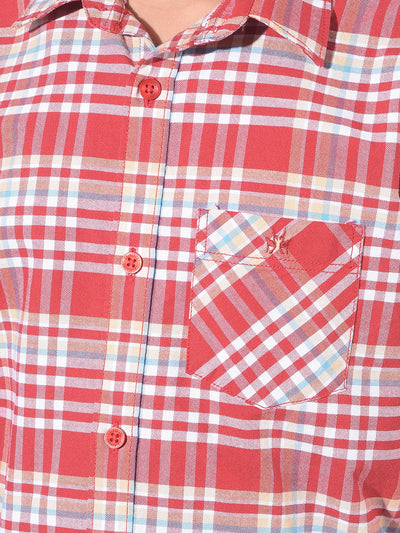 Red Tartan Check 100% Cotton Shirt-Boys Shirts-Crimsoune Club