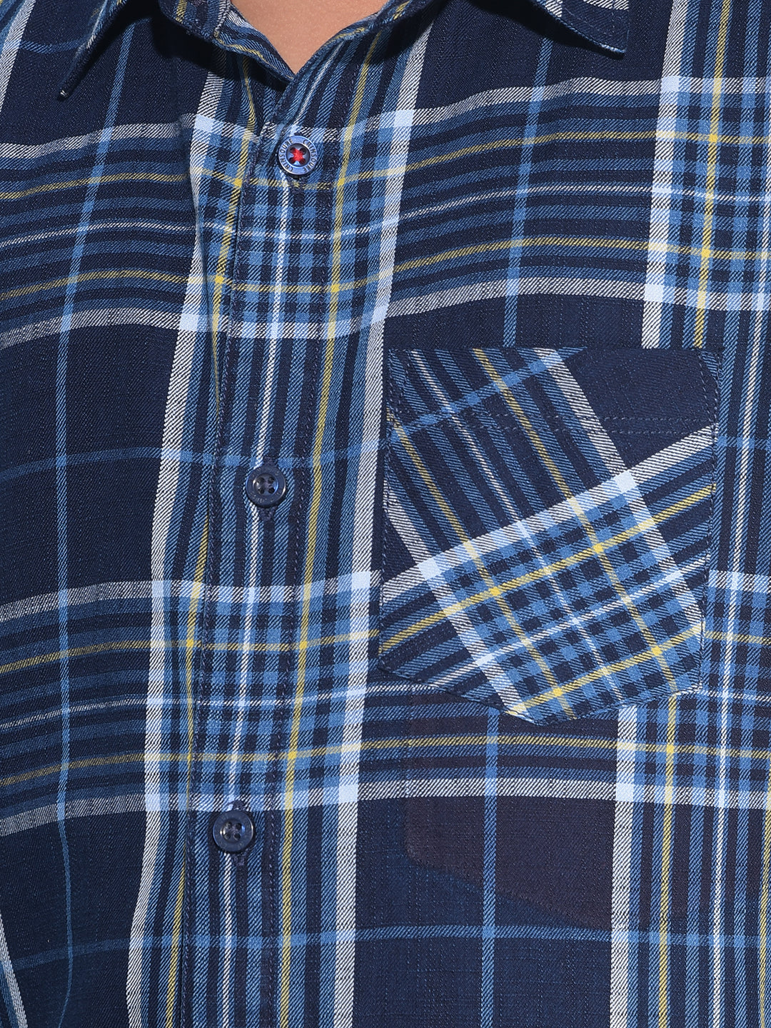 Navy Blue Tartan Check 100% Cotton Shirt-Boys Shirts-Crimsoune Club