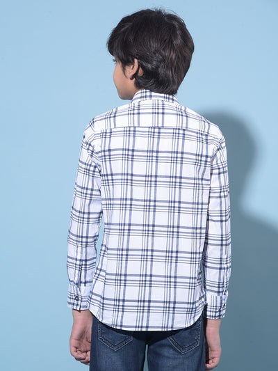 White Tartan Check 100% Cotton Shirt-Boys Shirts-Crimsoune Club