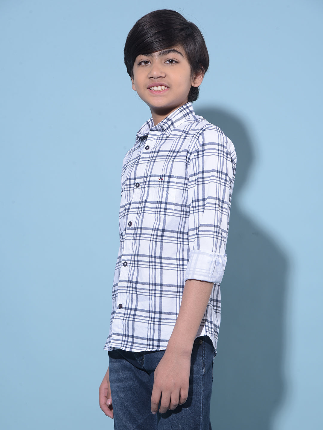 White Tartan Check 100% Cotton Shirt-Boys Shirts-Crimsoune Club