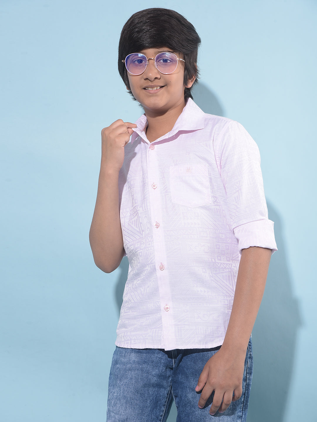 Pink Printed Shirt-Boys Shirts-Crimsoune Club