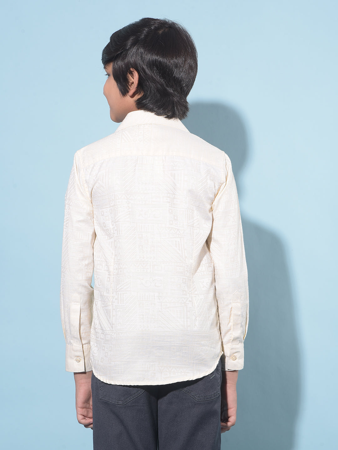 Beige Printed Shirt-Boys Shirts-Crimsoune Club