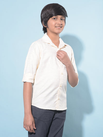 Beige Printed Shirt-Boys Shirts-Crimsoune Club