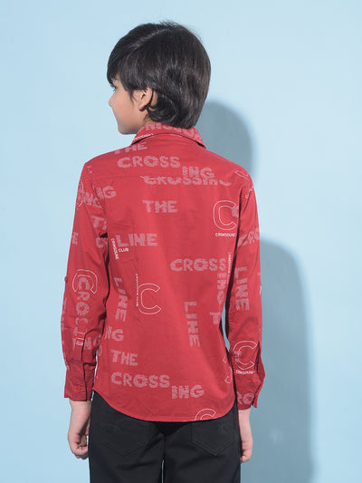 Red Printed 100% Cotton Shirt-Boys Shirts-Crimsoune Club