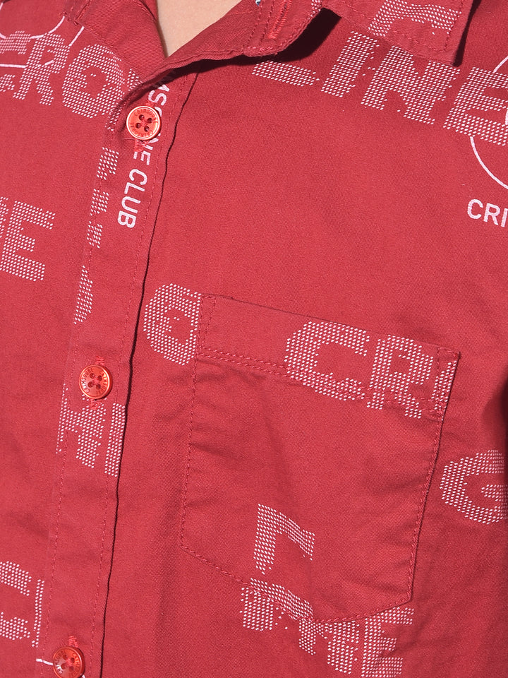 Red Printed 100% Cotton Shirt-Boys Shirts-Crimsoune Club